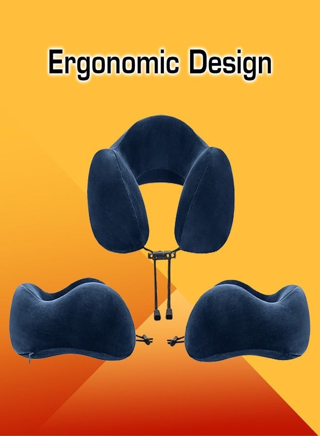 GREELI Extra Soft Memory Foam Luxury Travel Neck Support Rest Pillow with Soft Washable & Removable Cover, Multipurpose Comfortable Travel Pillow for Airplane (Navy Blue Multiple Raise) - Image 2